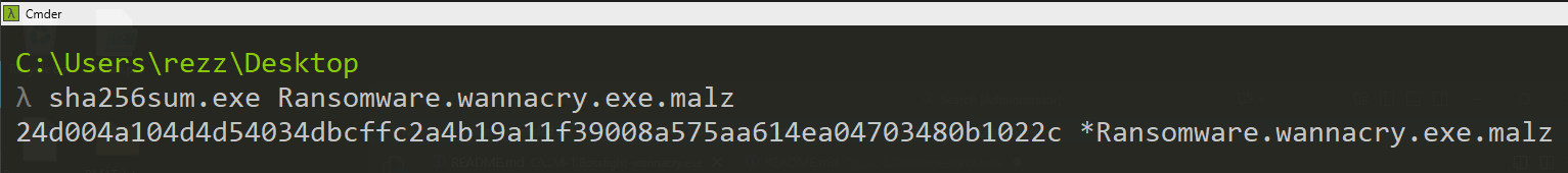 Confirming the SHA256 hash in Flare-VM terminal